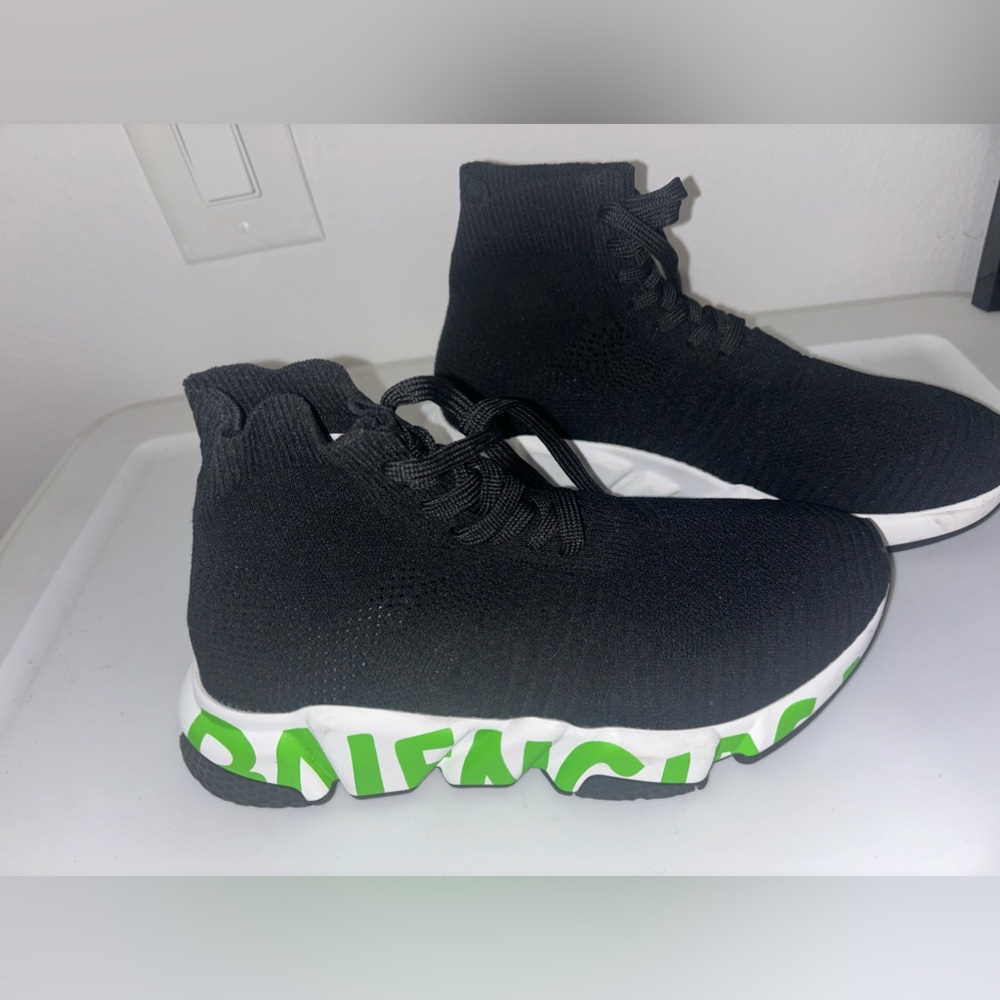 balenciaga women's speed sneaker 'midsole graffiti - black fluo green' Size 8 W - Picture 1 of 12